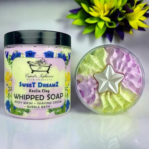 Sweet Dreamz Whipped Soap 180gr | Luxurious Kaolin Clay Body Wash | Shower Fluff | Shaving Foam | Shower Cream | Bubble Bath | Shower Whip | Stocking Fillers | Father's Day Gift | Lavender Soap