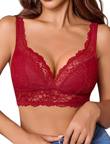 Avidlove Damen Spitze BH Minimizer Ungepolstert Bralette Sexy Bügellos BHS | V Atmungsaktiv,Minimizer,Verstellbare,Push Up,Everyday Bra,Große Vollschalen Bras,Lace Ohne Bügel Unterwäsche