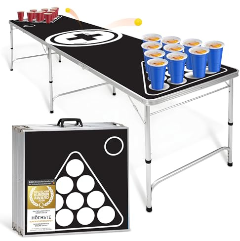 GOODS+GADGETS® Klappbarer Bierpong Tisch 240cm, Party Set Kratzfest