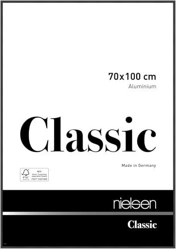 nielsen Aluminium Bilderrahmen Classic, 70 x 100 cm, Schwarz | Aluminium Posterrahmen im Hoch- & Querformat zum Aufhängen Schwarz matt Echtglas