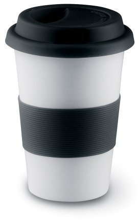 eBuyGB Insulated Takeaway Travel Mug with Silicone Lid, Ceramic, Black, 400 ml