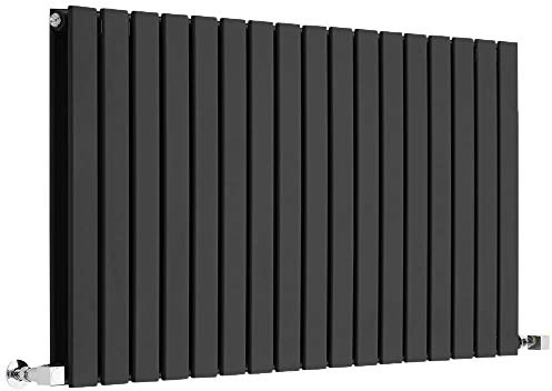 MILANO Black Horizontal Double Flat Panel Radiator 635 x 1190mm