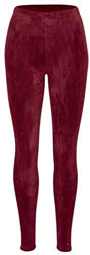 Piarini Winter Leggings Teddy Innenfleece - Thermo Leggings extra kuschelig warm in Weinrot Gr.L-XL