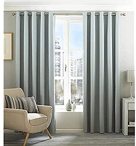 Eclipse Ringtop Eyelet Curtains (Pair) - Duck Egg Blue - Total Blackout Lining - Ready Made - 100% Polyester - Machine Washable - 229 x 229cm (90 x 90 inches) - Made by Riva Paoletti