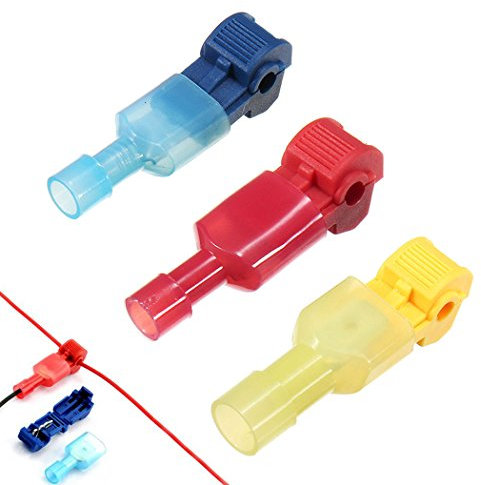 Gasea 60pcs T-Tap Connectors Quick Splice Spade Wire Connectors Electrical Wire Crimp Terminals Self-Stripping with Nylon Fully Insulated Male Quick Disconnects Kit,30 Pairs