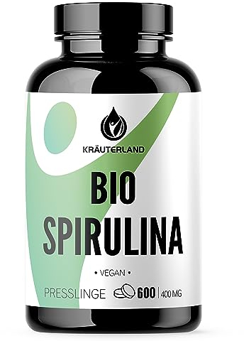 Kräuterland Bio Spirulina Algen, 600 Presslinge - hochdosiert mit 2400mg pro Tagesdosis - vegan, ohne Zusatzstoffe in Premium Qualität
