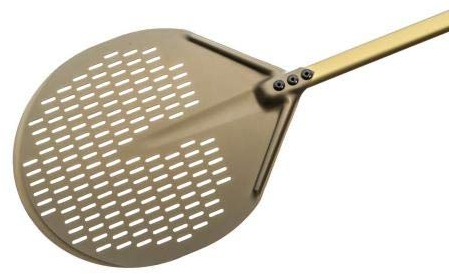 Pala pizza tonda dia.33 manico 150cm forata in alluminio Gold AV-32F