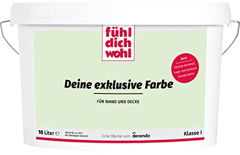 Fühl Dich Wohl Wandfarbe Grün Eisgrün hohe Deckkraft matt hochdeckend 10l | Für Wände, Decken, Putz, Tapete & Altanstriche, hohe Deckkraft, geruchsarm, tropfgehemmt, Renovierung & Neuanstrich