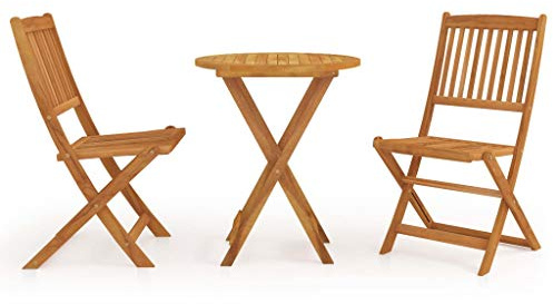 vidaXL Akazienholz Massiv Gartenmöbel 3-TLG. Klappbar Sitzgruppe Gartengarnitur Gartenset Sitzgarnitur Klapptisch Klappstühle Tisch Stühle