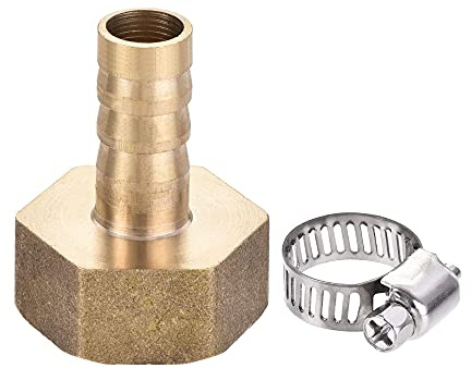 sourcing map Brass Barb Hose Fitting Connector Adapter 12mm Barbed x G3/4 Female Pipe with Hose Clamp and Washer