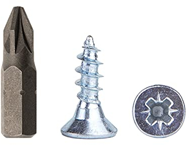 Lot de 100 vis à bois en acier zingué 4,0 x 12 mm, vis à panneaux d'aggloméré, vis Pozi universelles, filetage total PZ, tête fraisée (100, 4,0 x 12 mm)