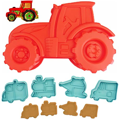 NC Backform Traktor TAIZER Auto Form Silikonform Kuchenform zum Backen Kindergeburtstag Silikonformen 3D Motivform Silikontraktor für Kuchen EIS Schokolade Brot Dessert Pudding, htljdgmj-23