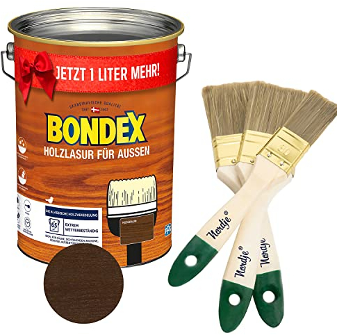 Bondex Holzlasur für Außen 5l (inkl. Nordje Flächenstreicher) (Nussbaum)