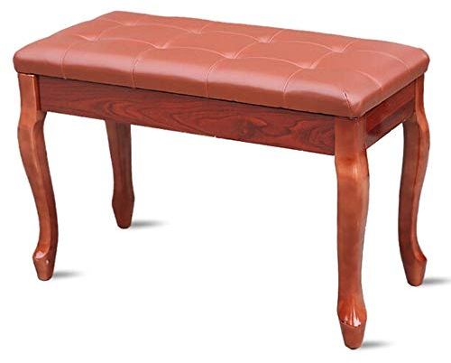 DRSM Soft Piano Hocker 2-Personen-Universal-Massivholz-Piano Hocker mit Abstellfl?chen Gekrümmte Bein Hocker Electronic Piano Chair Ideal for Musiker Gepolsterter Sitz (Rot 75x35x50cm)