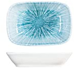 H&H Neptune Piattino Rettangolare in Porcellana, 12cm, Design Moderno ed Elegante, Blu Sfumato