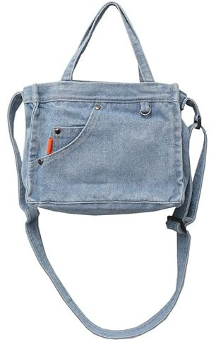 Damen Denim Crossbody Bag Kleine Schultertasche Denim Geldbeutel Handtasche, hellblau, Medium