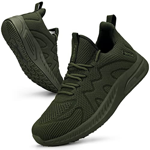 Feethit Damsneakers, ventilerande sportskor, löparskor, fitness, Armégrön, 38 EU