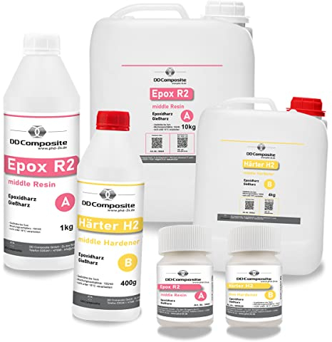 DD Composite Epoxidharz Gießharz R2 H2 middle Resin Gießhöhe 0-5cm glasklar Kunst Schmuck Design Handwerk Kunstharz Resin River-Table Countertops