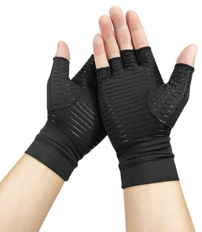 Copper Compression Arthritis Gloves, Best Copper Infused Gloves, Rheumatoid Osteoarthritis Wrist Support, Fingerless Arthritis Gloves, Pain Relief and Healing for Arthritis, Carpal Tunnel,1 Pair