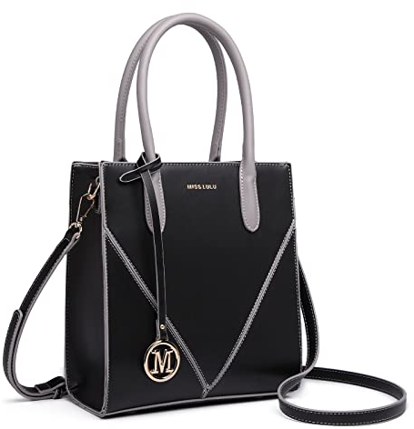 Miss Lulu Handtaschen für Damen Mittelgroß, V-förmiges Design Viele Fächer Umhängetasche Groß, Elegant Schultertaschen, Tote Tasche für Pendeln Schule Arbeit Reise