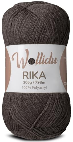 Wollidu Rika Garn zum Häkeln und Stricken 300g / 798m Strickgarn 100% Polyacryl Häkelgarn Schiefer Grau