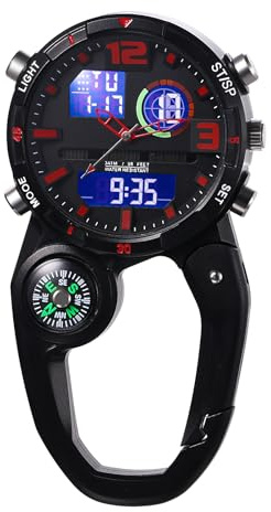 Lancardo Clip on Carabiner Watch: Multi-Function Backpack Watch for Men Women Analog Digital Date LED Alarm Sport Watch Hiking Climbing