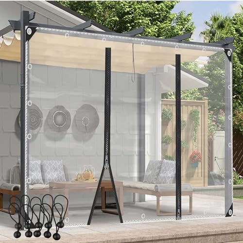 Wasserdicht Outdoor Vorhänge Transparente Seitenwände mit Reißverschlusstür 0,35mm PVC Plane, wasserdichte Trennvorhänge, Anpassbar POCHY (Color : Clear, Size : 2x2m)