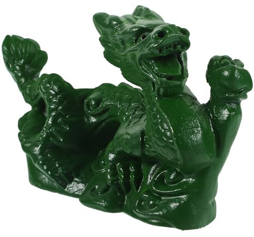 Zerodeko Chinesische Drachenstatue Aus Holz Handgeschnitztes Dekorationsornament Für Wohnzimmer Büro Und Tisch Feng Shui Glücksbringer Elegantes Holzgeschenk