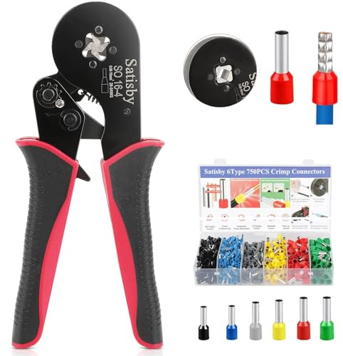 16 mm Aderendhülsen Crimpzange Set 0,08–16 mm² Aderendhülsenzange | selbsteinstellend Presszange & 750stück 16mm² Aderendhülsen Krimpzange Crimpzange Presszange Set
