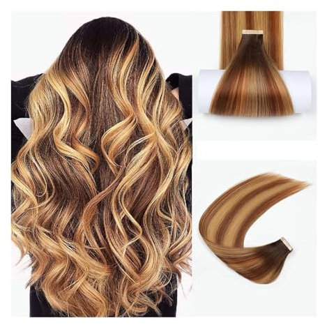 Extensiones Adhesivas Cabello Extensiones con cinta adhesiva Extensiones de cabello ombré Cinta en cabello humano for mujeres blancas Trama de piel invisible sin costuras Marrón castaño a marrón claro