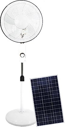 Piedestal oscillerande stående fläkt 3-hastighet med solpanel, laddningsbara stående fläktar för camping, utomhus, rum
