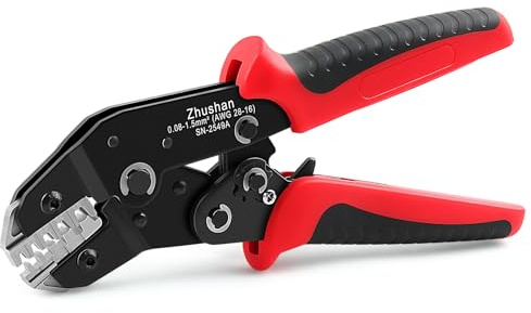 Zhushan SN-2549A Molex & JST Crimpadora para AWG 28-16 (0.08-1.5mm²) - Herramienta de precisión para terminales JST, Molex y Dupont