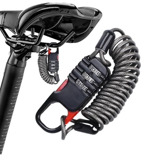 Motorcycle Helmet Cable Lock, 3-Digit Combination Stroller Lock, Anti-Theft Retractable Lock, Portable Locking Chain for Motorcycle and Electric Scooter, Secure Helmet and Gear Storage