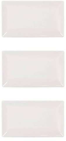 Acan Tradineur - Pack de 3 bandejas rectangulares de cerámica, Elegantes, vajilla de Cocina, aptas para lavavajillas (Color Marfil - 25 x 15 cm)