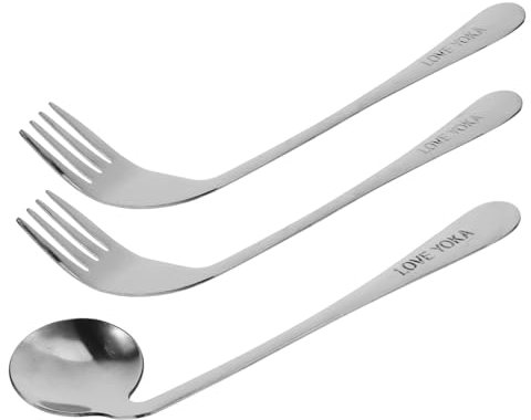 TOVINANNA Cuillère Coudée Pour Patients Fourchette Courbée Alimentation Ustensile Facile à Utiliser Aide Pour Handicapés Et Personnes Âgées