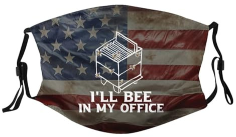 I'll Bee in My Office - Beekeeper Beekeeping Face Mask Reusable Adjustable Balaclava Dust Washable for Adult6 Black