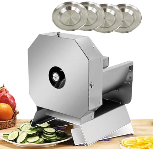 forplubossmmp Electric Vegetable & Fruit Slicer, Vegetable Shredder Machine + 4 Food Plate, Electric and Manual Potato Slicer with Thickness Adjuster, Stainless Steel for Easy Cleaning 22x10cm,square