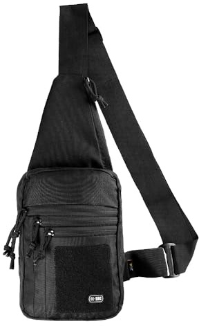M-Tac EDC Fondina per pistola, borsa a tracolla con chiusura in , colore nero, tasca per armi nascosta a 5 scomparti, misura universale per pistole, colore nero