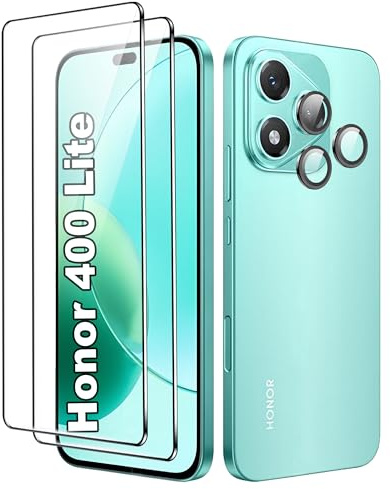 Tieeyivv Protector de Pantalla para Honor 400 Lite Cristal Templado+ Protector de Lente de Cámara, Cobertura Total Vidrio Templado [9H Dureza] HD Film Cristal Templado