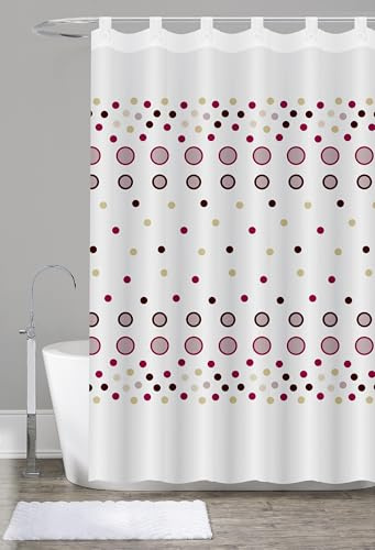 Cortina de Ducha Impermeable 100% Poliéster – Secado Rápido, Fácil Instalación con Presillas y Botones, 140x180 o 180x200 cm – 7 Diseños Estampados y 4 Colores Lisos. (Aroa, 180x200 cm)