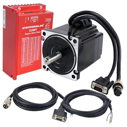 1-Achsen Closed-Loop Schrittmotor CNC-Kit 4,3Nm Nema 34& Treiber CL86Y | STEPPERONLINE, mit 2,0m Kabel, 2.0 0-8,5A 20-80VAC/30-110VDC