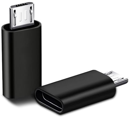 Tobfit Adapter Micro USB auf USB C 2 Pack,USB-C (Female) zu Micro USB (Male) Adapter für iPhone 16/15 Pro MAX MacBook Air iPad Samsung Galaxy Huawei Xiaomi Power Bank(Schwarz)