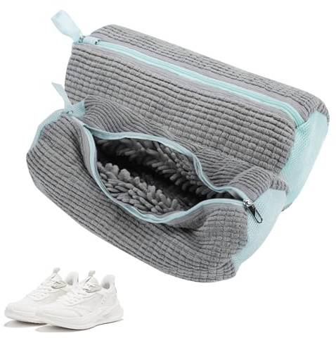 2 stycken skotvättpåsar tvättmaskin, chuhe tvättpåse allsidig rengöring, tvättnät för sneakers skoväska för tvättmaskin multiskydd skotvättpåsar, för sneakers, tennisskor (grå)
