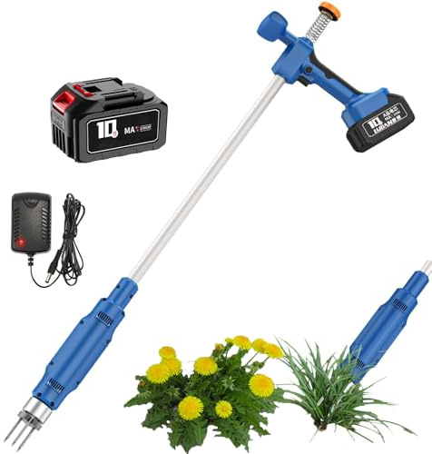 Puller De Mauvaises Herbes électriques, Outil De Jardinage De 500w avec Tête d'acier à 3 Grilles, Piles 2 ×, Horme De Mauvaise Poignée pour Les Pissenlits, La Pelouse Et Les Mauvaises Herbes
