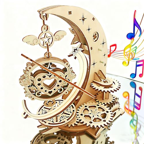3D Wooden Puzzles for Adults Teens DIY Music Box Wood Model Kit Craft Kits Mechanical Engineering Building Toys to Build for Kids Age 14+ Years Old Cool Birthday Gift