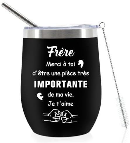 Huaceary Cadeau Frere Mug Isotherme Idee Cadeau Frere Original Cadeaux Frère Anniversaire Amour Cadeaux pour Freres Adulte Ado Saint Valentin Homme Original Utile Frères Tasse Isotherme pour Cafe