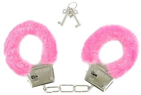 Plüsch Handschellen – witziges Accessoire für Party, Fasching & Kostüm – erhältlich in Rot, Schwarz, Pink, Rosa, Blau & Weiß – Spaß- und Gag-Artikel für Erwachsene