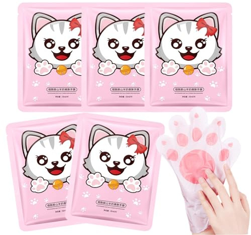 Handpflege Handmaske 5 Paar, für Sehr Trockene Hände, Peeling Handschuh mit Niacinamid & Ziegenmilch, Tiefenhydration Handmaske Set für Frauen & Männer, zur Nagelpflege Nach der Entfernung von Nailart