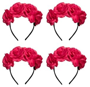 HORA LOCA Diadema de Flores para Mujer – Corona Floral, Accesorio de Fiesta, Carnaval, Boda, Disfraces y Festivales (Fucsia, Unica)
