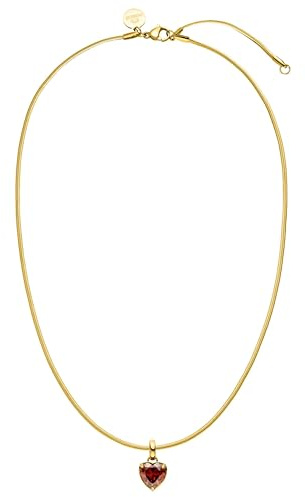 Purelei Sleeky - Collar con colgante de corazón rojo, resistente al agua y ajustable, cadena de filigrana de acero inoxidable con circonita roja en forma de corazón, chapado en oro de 14 K/18 K